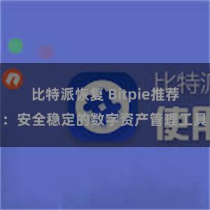 比特派恢复 Bitpie推荐：安全稳定的数字资产管理工具